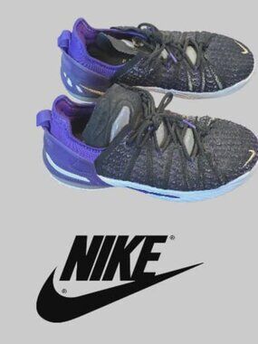 Nike Lebron 18 Lakers Basketbal Black  Purple Sneakers Shoes Boys Youth 5.5
